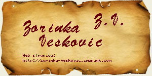 Zorinka Vesković vizit kartica